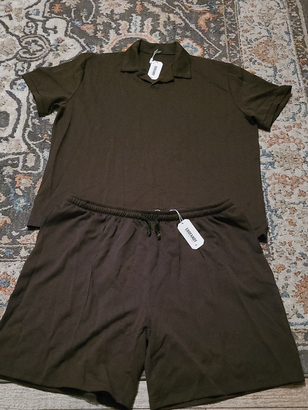 Coofandy Brown Mens Short Set